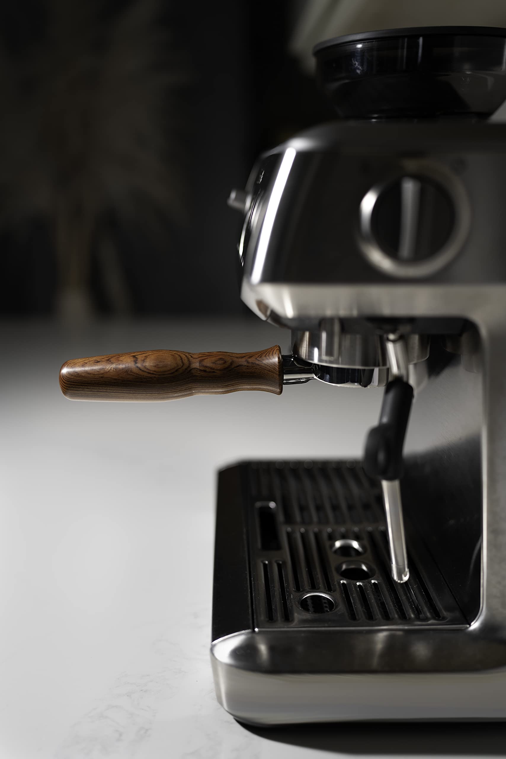 LILQ Bottomless Portafilter Handle Replacement | Natural Wood & Anodized Aluminum M10 Thread Handle