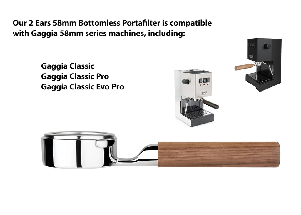 58mm Flat Bottomless Portafilter - Fits Gaggia Classic & Pro – Premium 304 Stainless Steel + 18-20g Basket Included